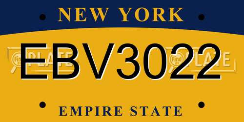 EBV3022 New York License Plate
