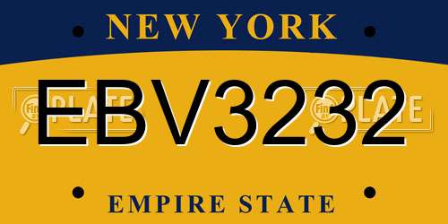 EBV3232 New York License Plate