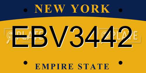 EBV3442 New York License Plate