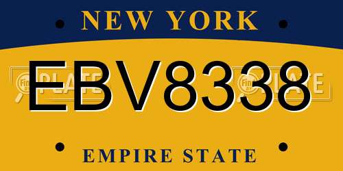 EBV8338 New York License Plate