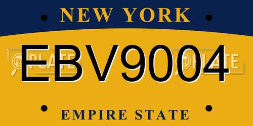 EBV9004 New York License Plate