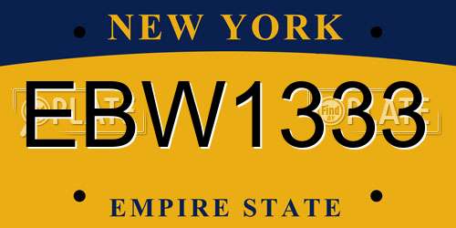 EBW1333 New York License Plate