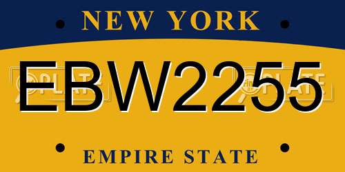EBW2255 New York License Plate