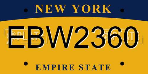 EBW2360 New York License Plate