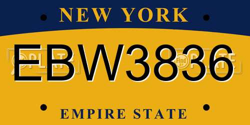 EBW3836 New York License Plate
