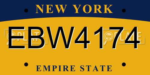 EBW4174 New York License Plate