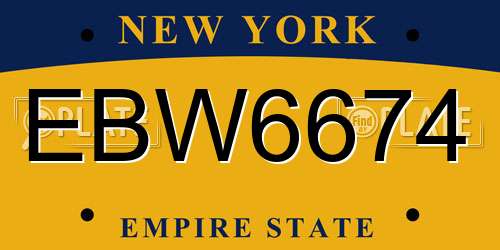 EBW6674 New York License Plate
