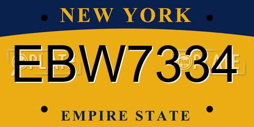 EBW7334 New York License Plate