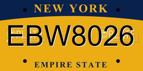 EBW8026 New York License Plate