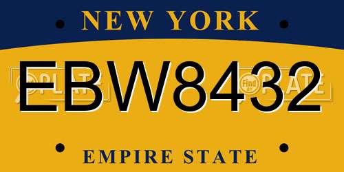EBW8432 New York License Plate