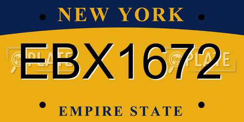 EBX1672 New York License Plate