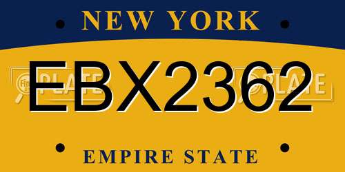 EBX2362 New York License Plate