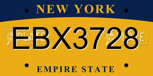 EBX3728 New York License Plate