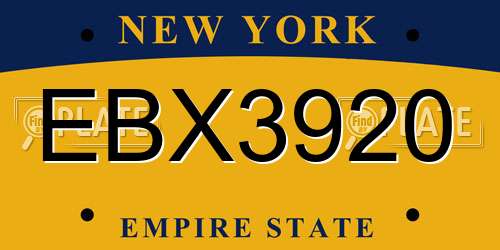 EBX3920 New York License Plate