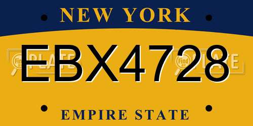 EBX4728 New York License Plate