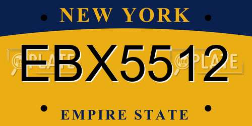 EBX5512 New York License Plate