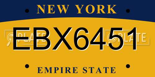 EBX6451 New York License Plate