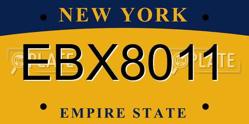 EBX8011 New York License Plate