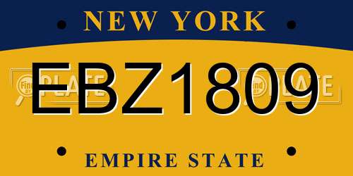 EBZ1809 New York License Plate