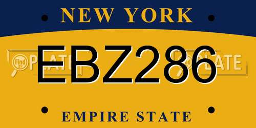 EBZ286 New York License Plate