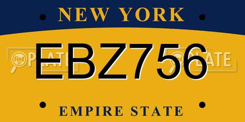 EBZ756 New York License Plate