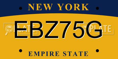 EBZ75G New York License Plate
