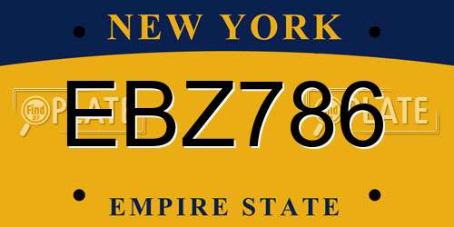 EBZ786 New York License Plate