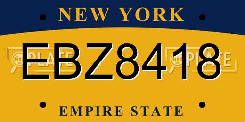 EBZ8418 New York License Plate
