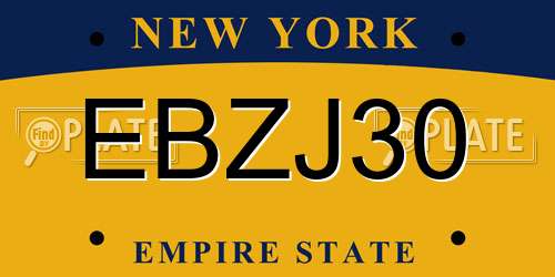 EBZJ30 New York License Plate
