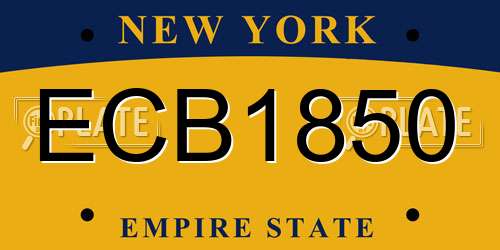 ECB1850 New York License Plate