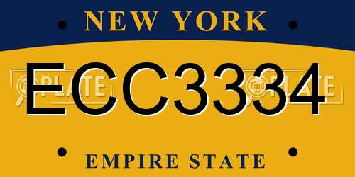 ECC3334 New York License Plate