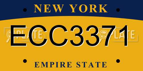 ECC3371 New York License Plate