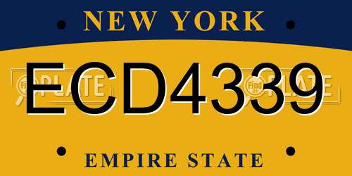 ECD4339 New York License Plate