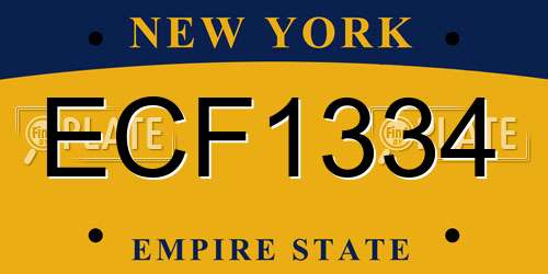 ECF1334 New York License Plate