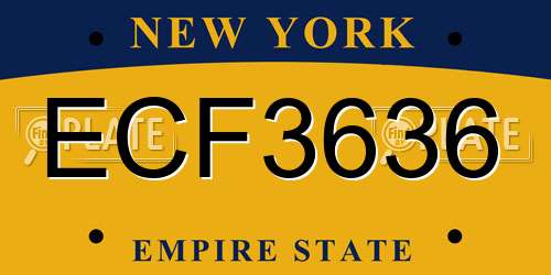ECF3636 New York License Plate