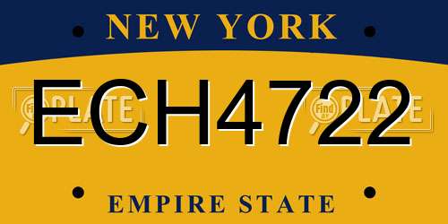 ECH4722 New York License Plate