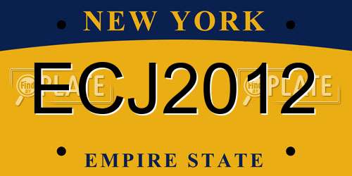 ECJ2012 New York License Plate