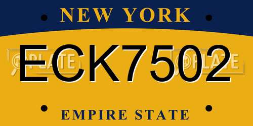 ECK7502 New York License Plate