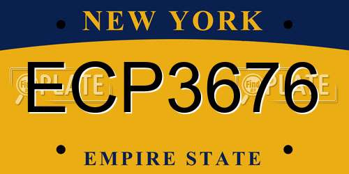ECP3676 New York License Plate