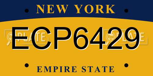 ECP6429 New York License Plate