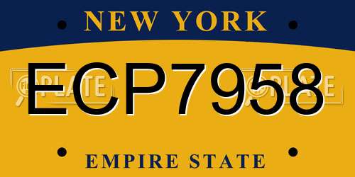 ECP7958 New York License Plate