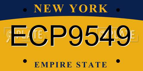 ECP9549 New York License Plate
