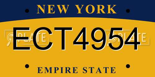 ECT4954 New York License Plate