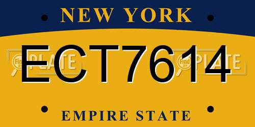 ECT7614 New York License Plate