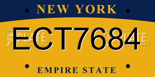 ECT7684 New York License Plate