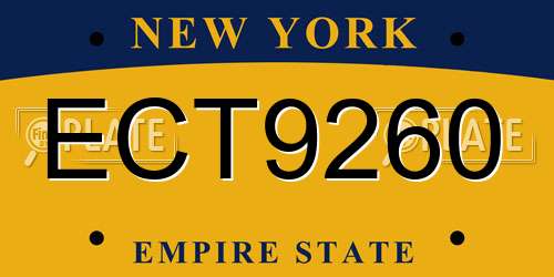 ECT9260 New York License Plate