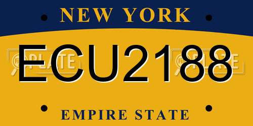 ECU2188 New York License Plate