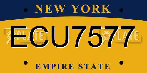 ECU7577 New York License Plate
