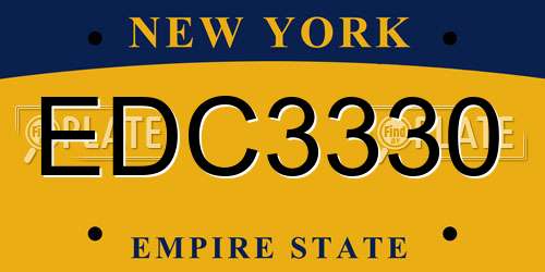 EDC3330 New York License Plate