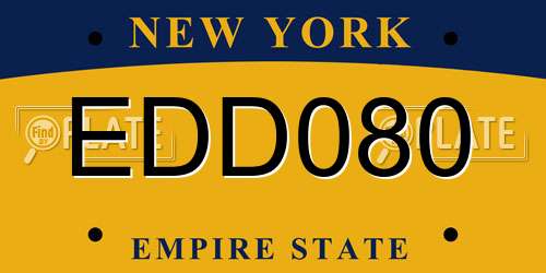 EDD080 New York License Plate